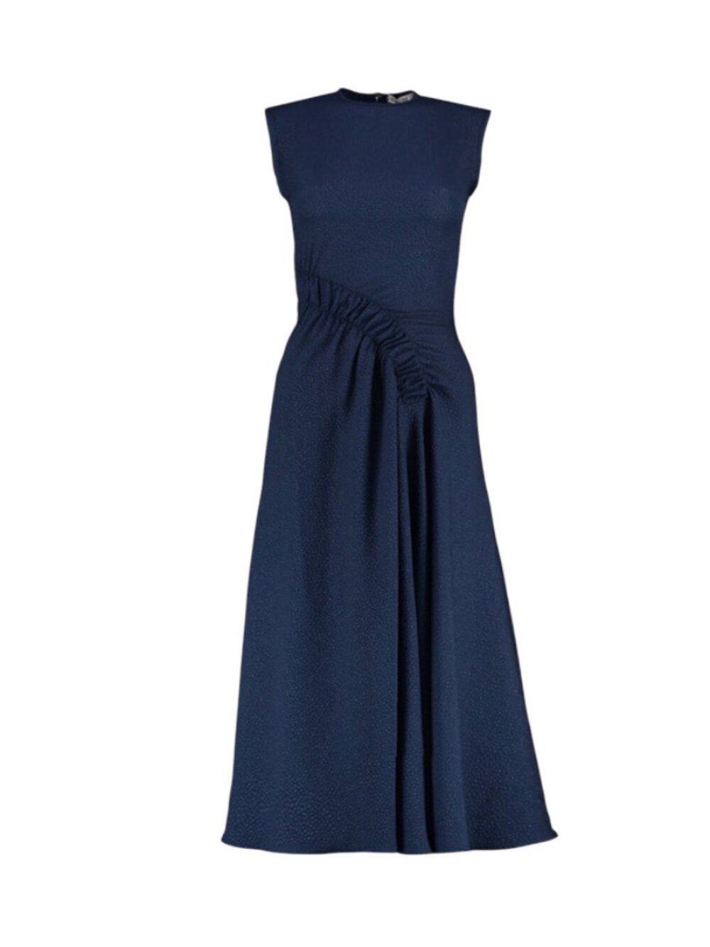 Edeline Lee Pina Draped Midi Dress Womens 6 UK 2 US Navy Blue Crew Neck Jacquard